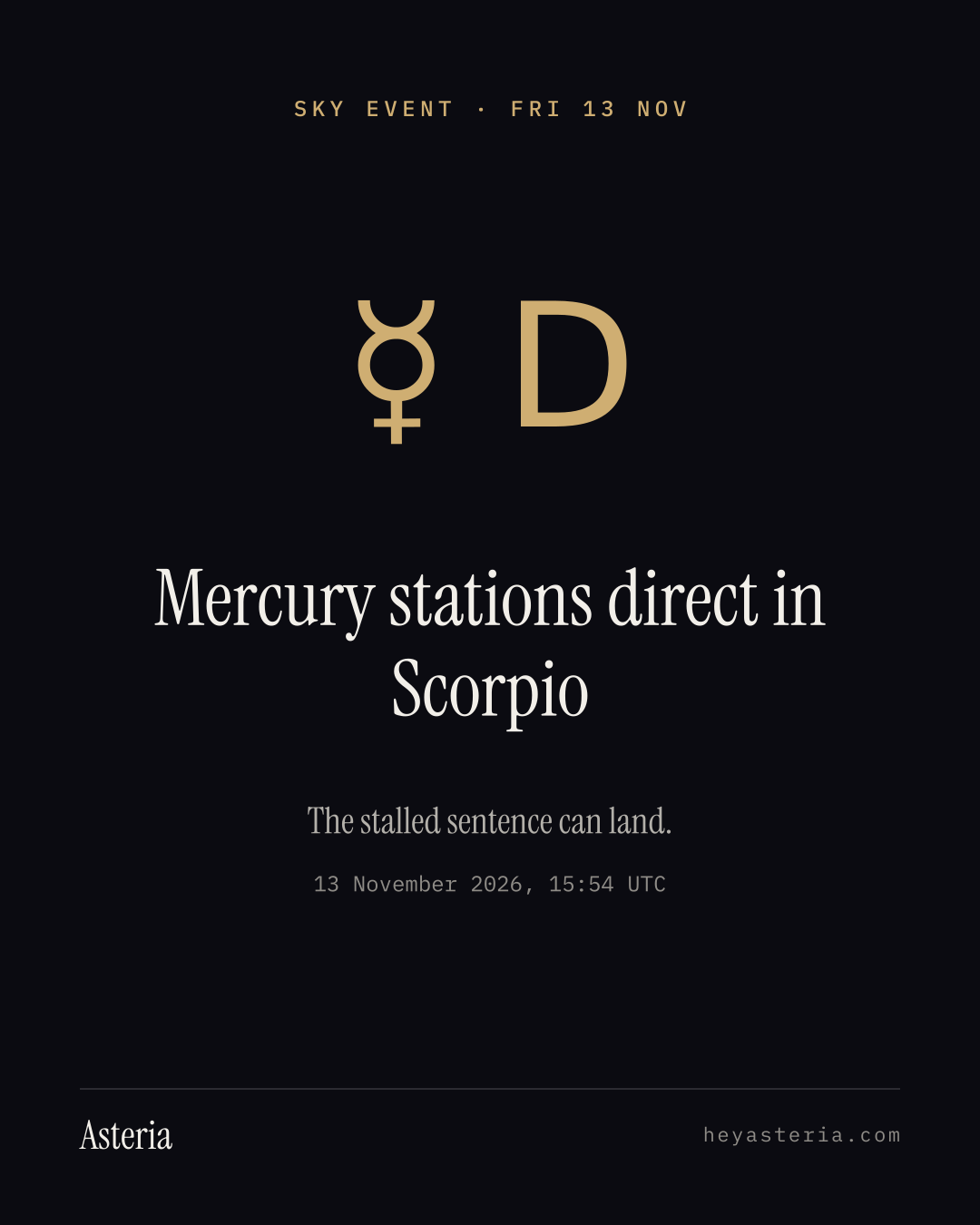 Venus re-enters Libra card