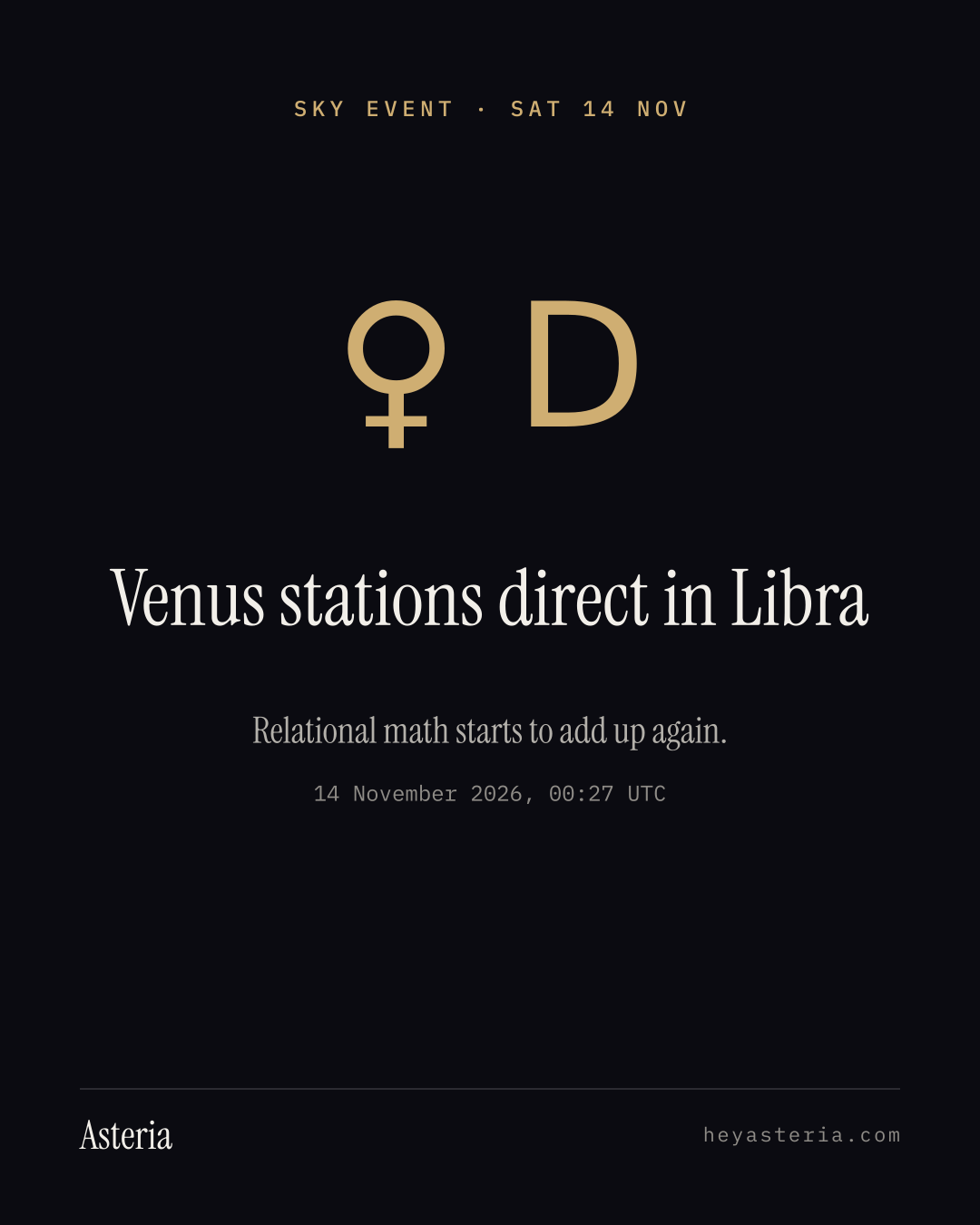 Mercury stations direct in Scorpio card