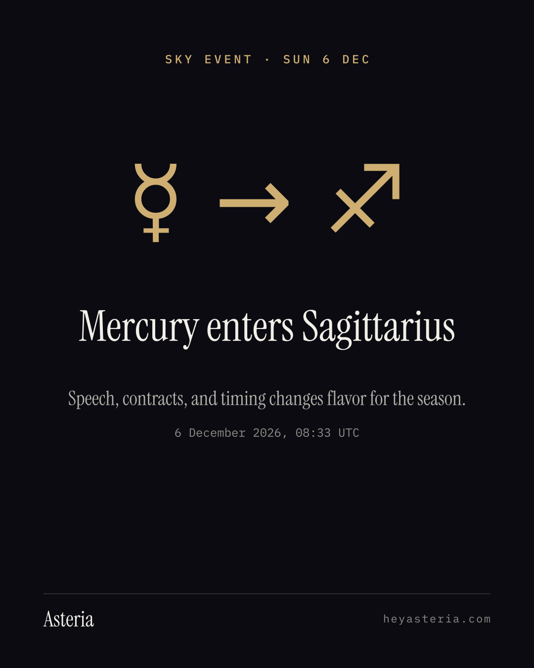 Venus enters Scorpio card